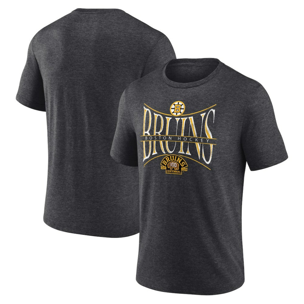 NHL Heather Charcoal Boston Bruins Fanatics Centennial Hockey Tri-Blend T-Shirt