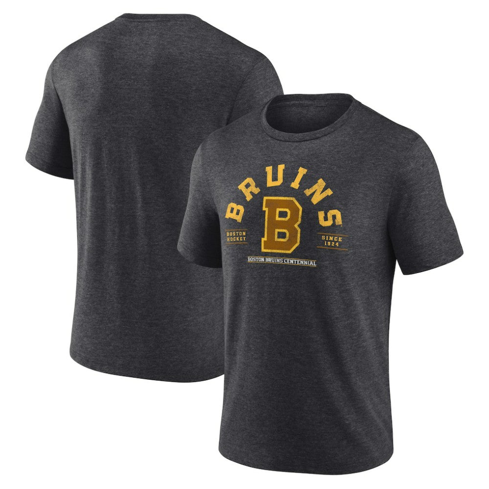 NHL Heather Charcoal Boston Bruins Fanatics Centennial The Early Years Tri-Blend T-Shirt
