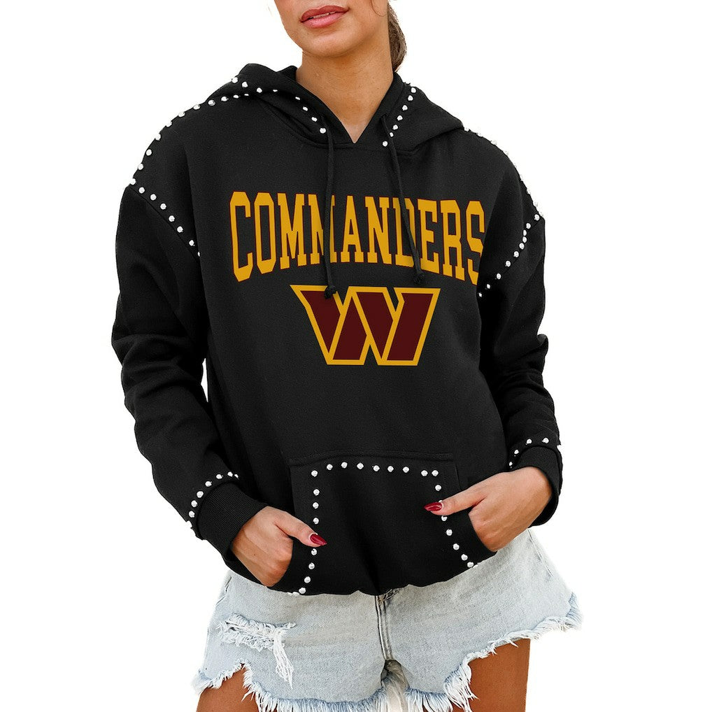 Gameday Couture Women's Oversized Catch the Vibe Studded Pullover Hoodie - Washington Commanders