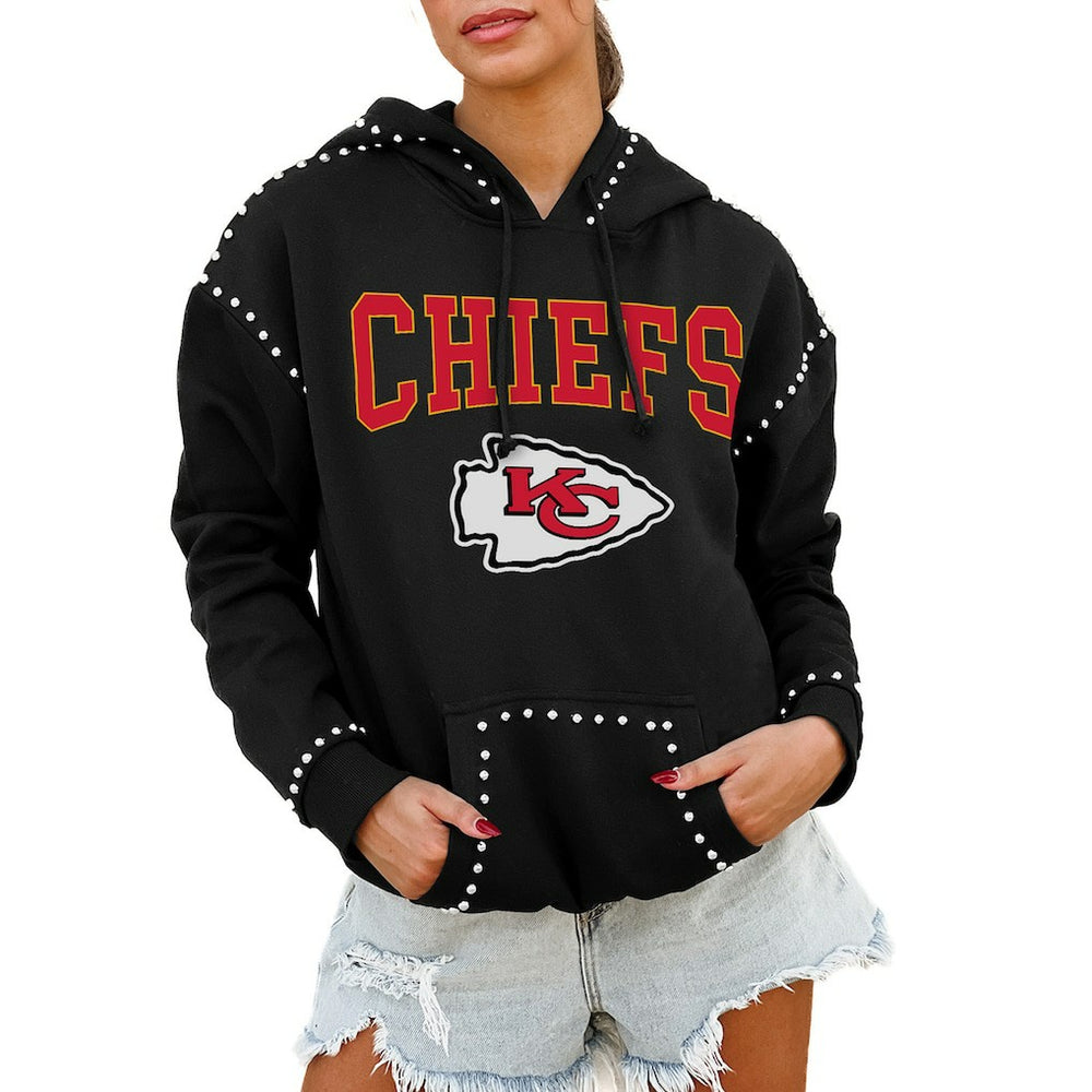 Gameday Couture Women's Oversized Catch the Vibe Studded Pullover Hoodie - Kansas City Chiefs