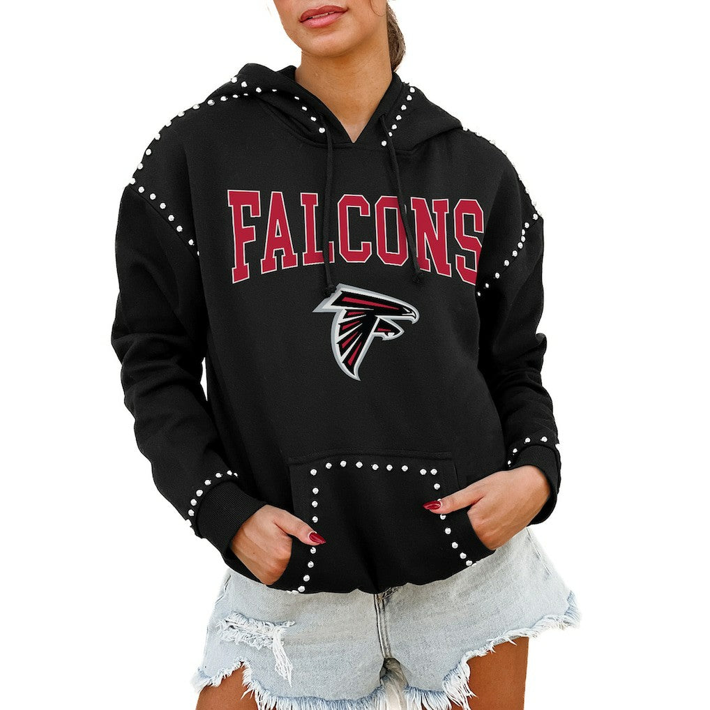 Gameday Couture Women's Oversized Catch the Vibe Studded Pullover Hoodie - Atlanta Falcons