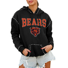 Gameday Couture Women's Oversized Catch the Vibe Studded Pullover Hoodie - Chicago Bears