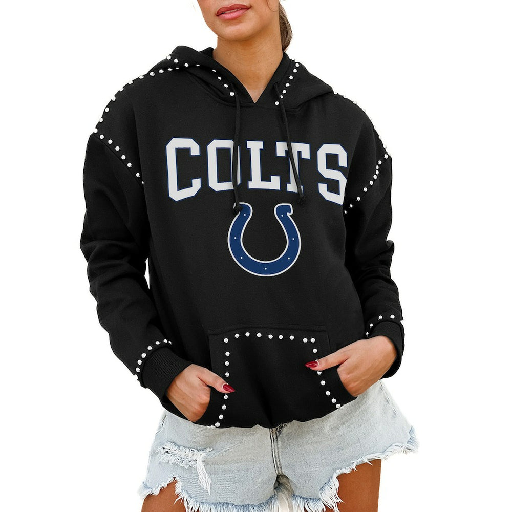 Gameday Couture Women's Oversized Catch the Vibe Studded Pullover Hoodie - Indianapolis Colts