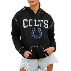 Gameday Couture Women's Oversized Catch the Vibe Studded Pullover Hoodie - Indianapolis Colts