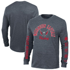 NHL Heather Navy Washington Capitals Champion Multi-Logo Tri-Blend Long Sleeve T-Shirt