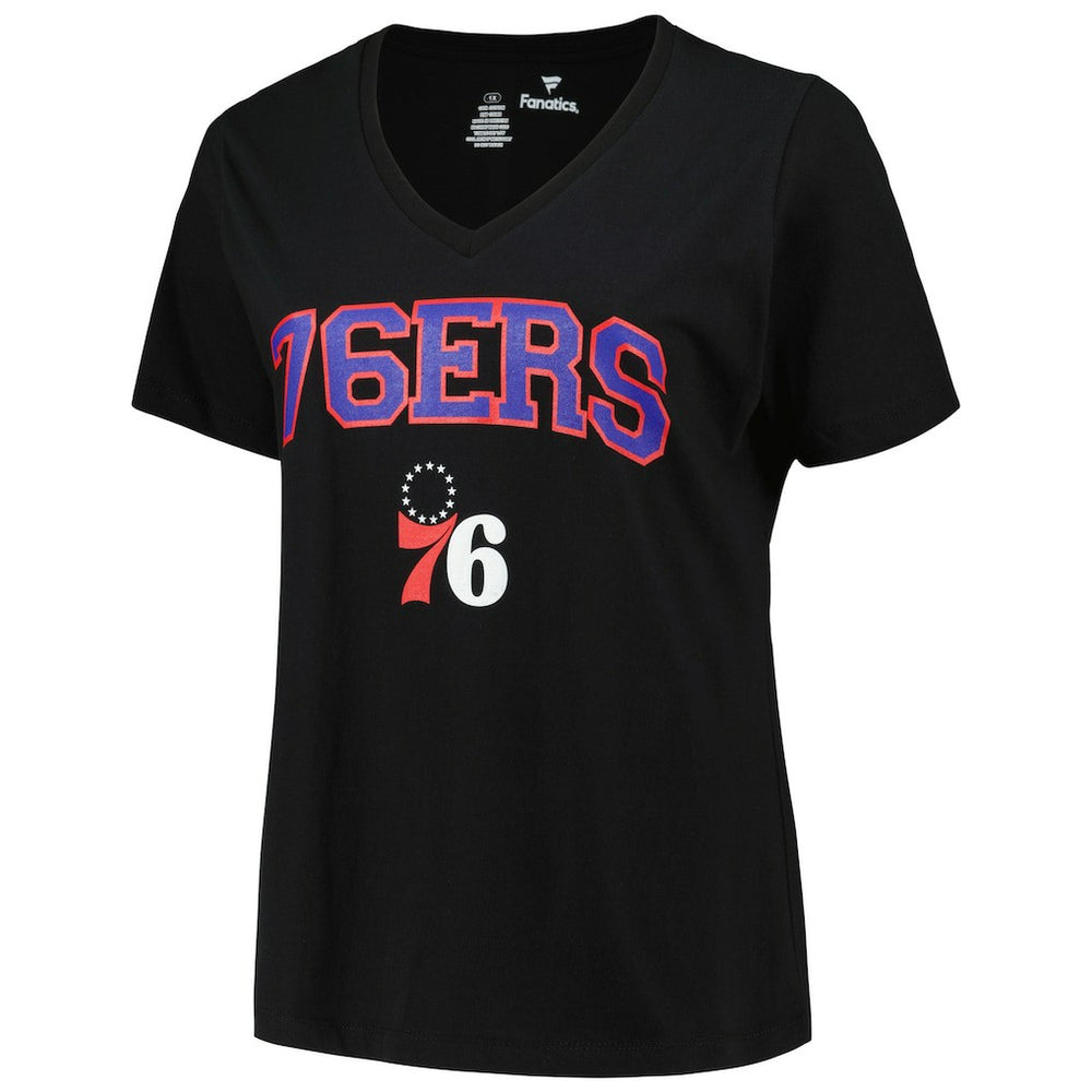 NBA Philadelphia 76ers Profile Women's Plus Size Arch Over Logo V-Neck T-Shirt