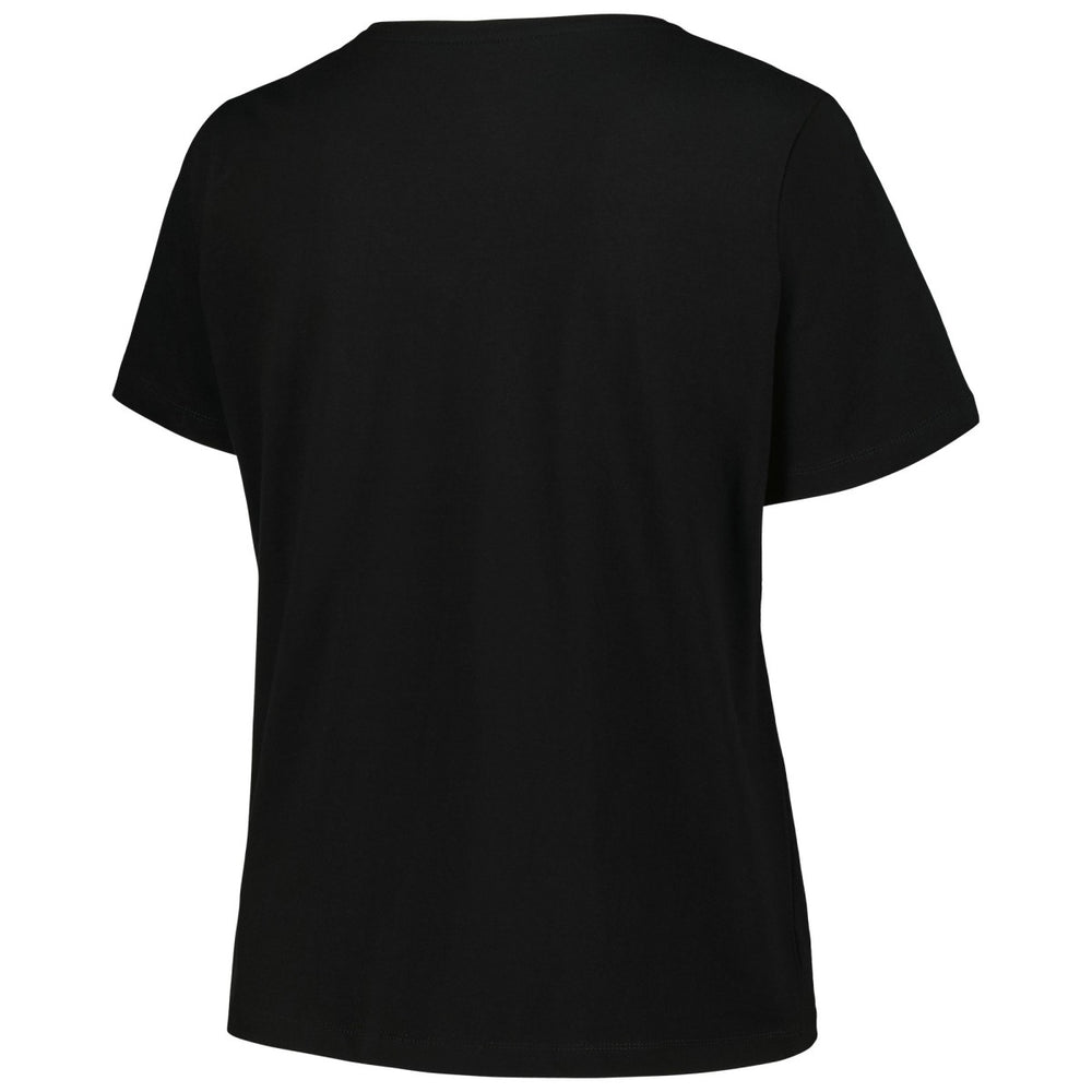 NBA Milwaukee Bucks Profile Women's Plus Size Arch Over Logo V-Neck T-Shirt