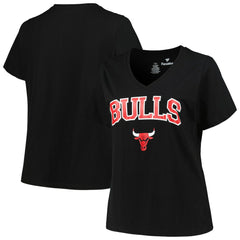 NBA Chicago Bulls Profile Women's Plus Size Arch Over Logo V-Neck T-Shirt sale