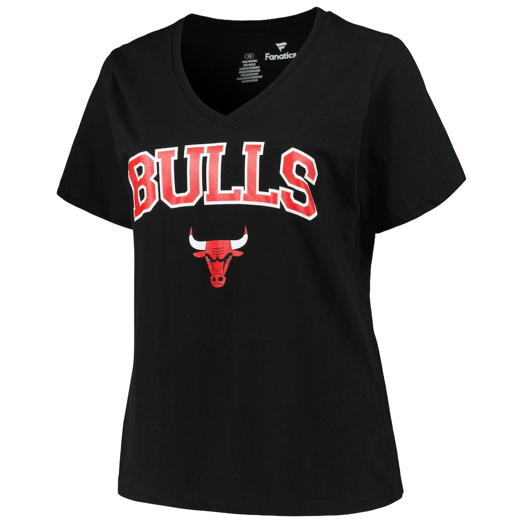 NBA Chicago Bulls Profile Women's Plus Size Arch Over Logo V-Neck T-Shirt sale