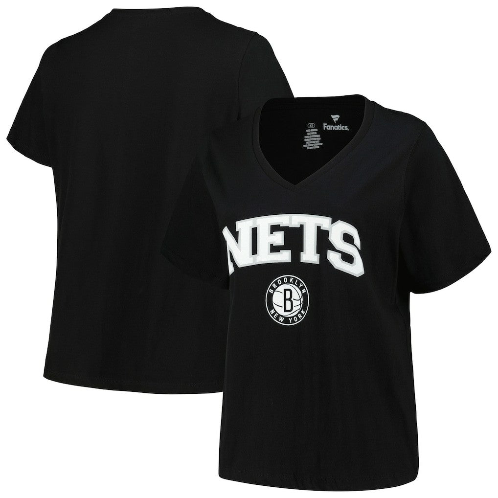 NBA Brooklyn Nets Profile Women's Plus Size Arch Over Logo V-Neck T-Shirt