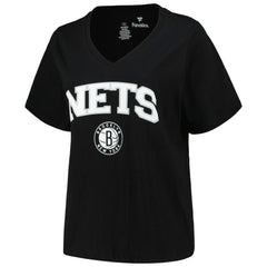 NBA Brooklyn Nets Profile Women's Plus Size Arch Over Logo V-Neck T-Shirt