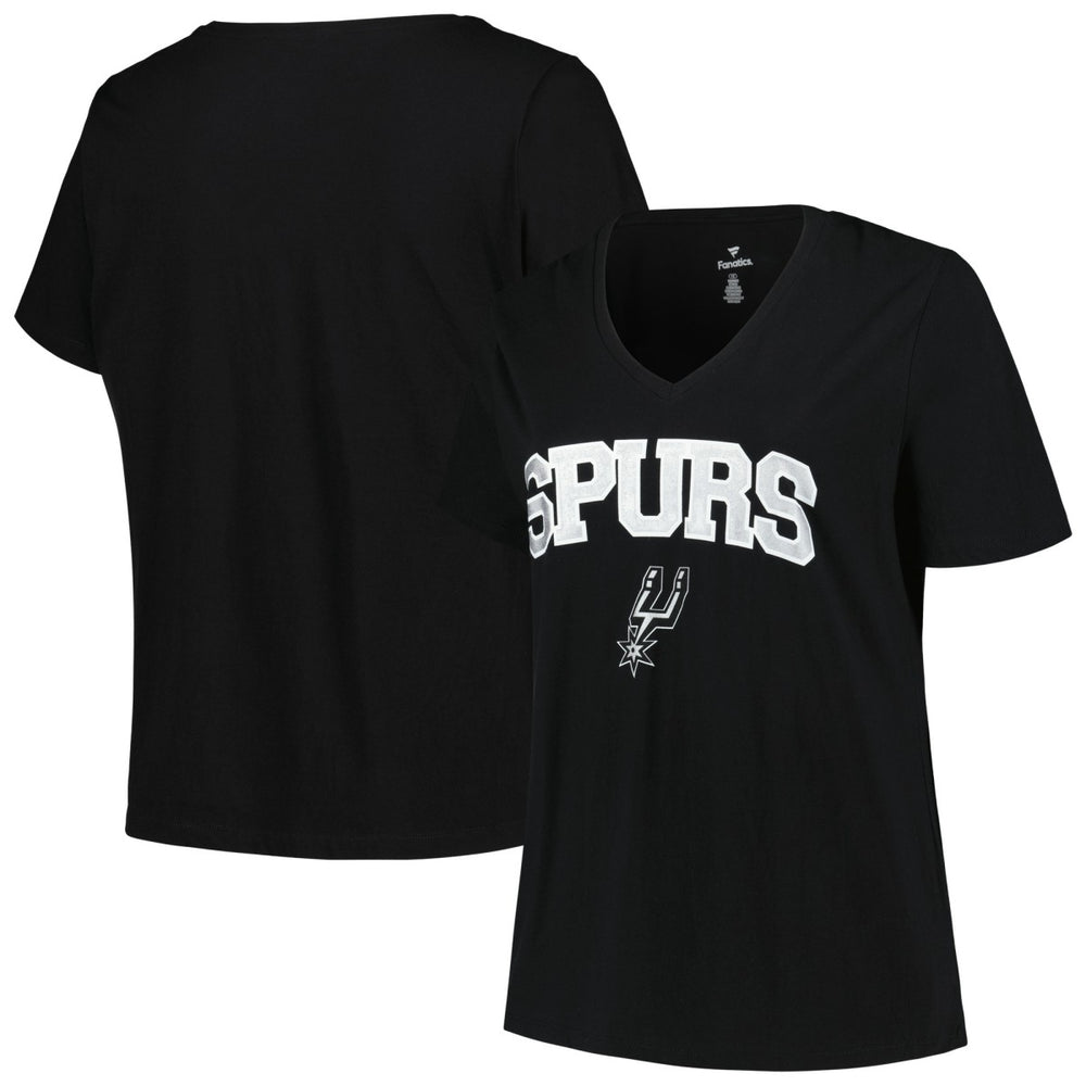 NBA San Antonio Spurs Profile Women's Plus Size Arch Over Logo V-Neck T-Shirt