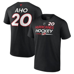 NHL Black Sebastian Aho Carolina Hurricanes Fanatics  Authentic Pro Prime Name & Number T-Shirt