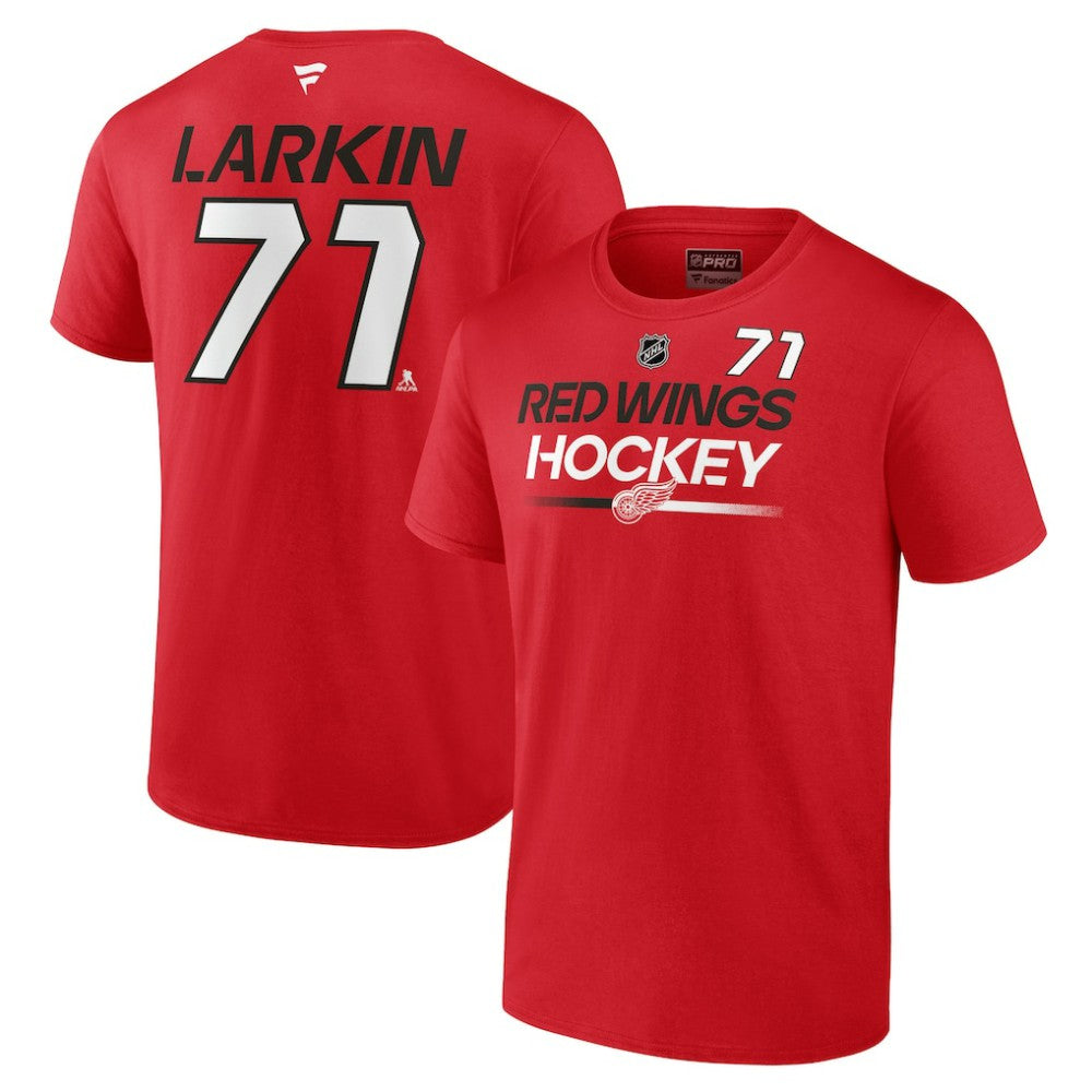 NHL Red Dylan Larkin Detroit Red Wings Fanatics  Authentic Pro Prime Name & Number T-Shirt