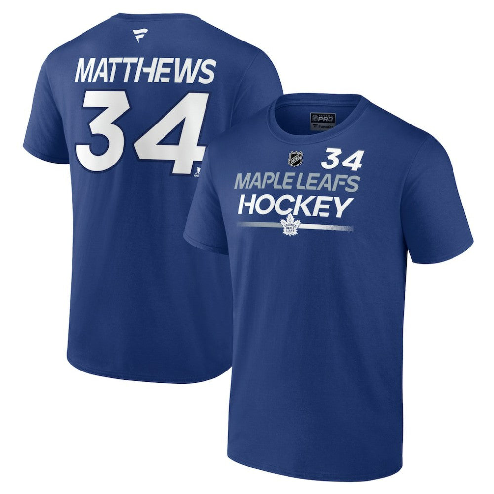 NHL Blue Auston Matthews Toronto Maple Leafs Fanatics  Authentic Pro Prime Name & Number T-Shirt