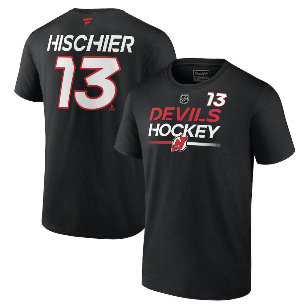 NHL Black Nico Hischier New Jersey Devils Fanatics  Authentic Pro Prime Name & Number T-Shirt