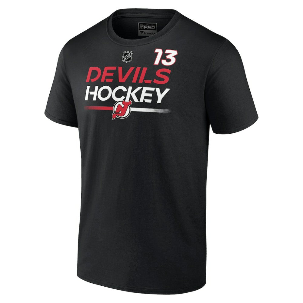 NHL Black Nico Hischier New Jersey Devils Fanatics  Authentic Pro Prime Name & Number T-Shirt