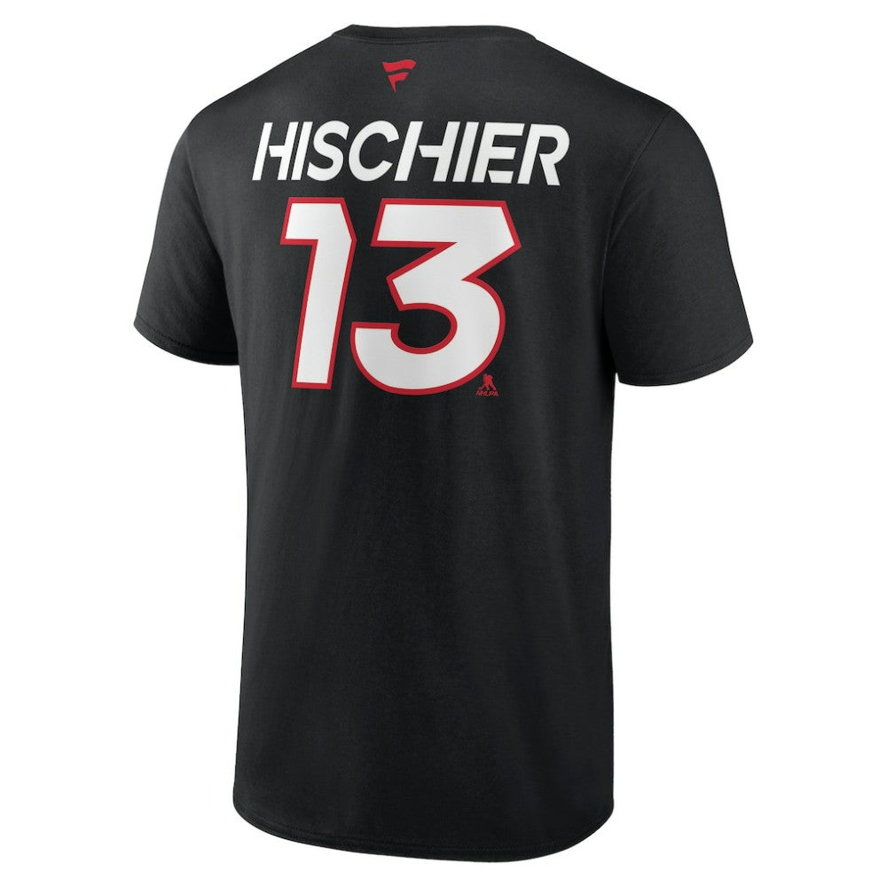 NHL Black Nico Hischier New Jersey Devils Fanatics  Authentic Pro Prime Name & Number T-Shirt