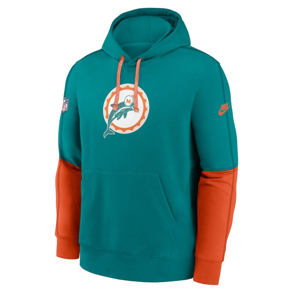 Throwback Logo Club Tri-Blend Pullover Hoodie - Miami Dolphins