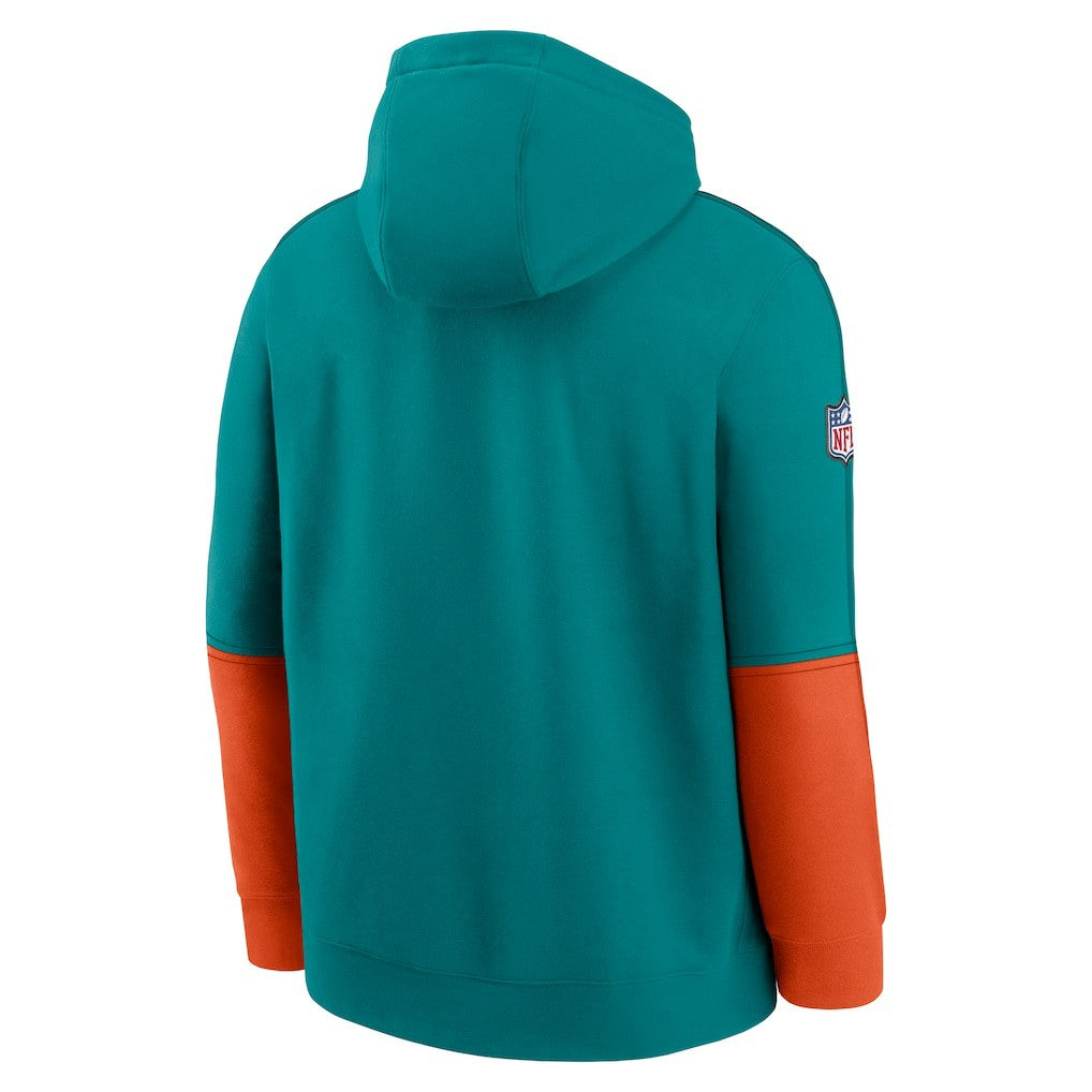 Throwback Logo Club Tri-Blend Pullover Hoodie - Miami Dolphins