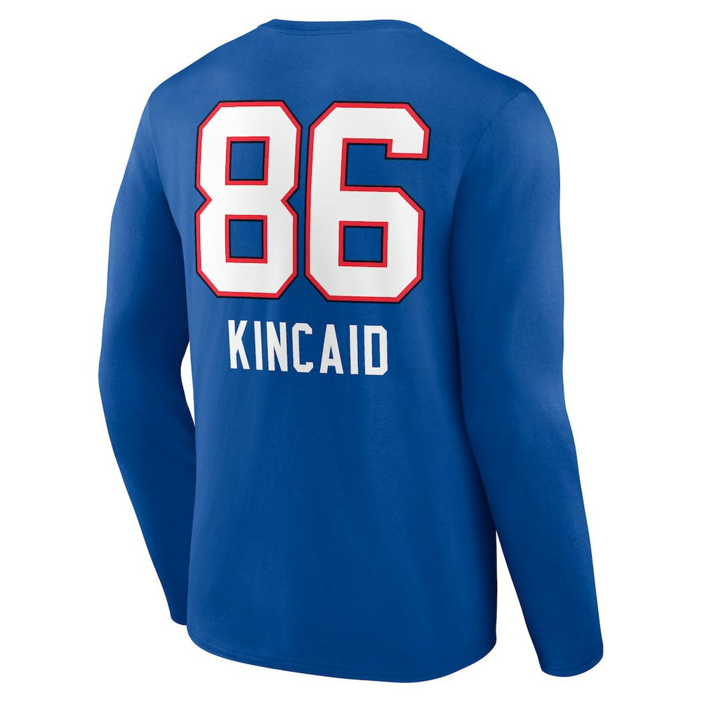 Dalton Kincaid  Team Wordmark Player Name & Number Long Sleeve T-Shirt - Buffalo Bills