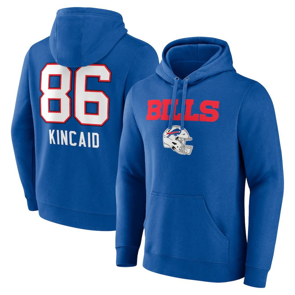 Dalton Kincaid  Team Wordmark Player Name & Number Pullover Hoodie - Buffalo Bills