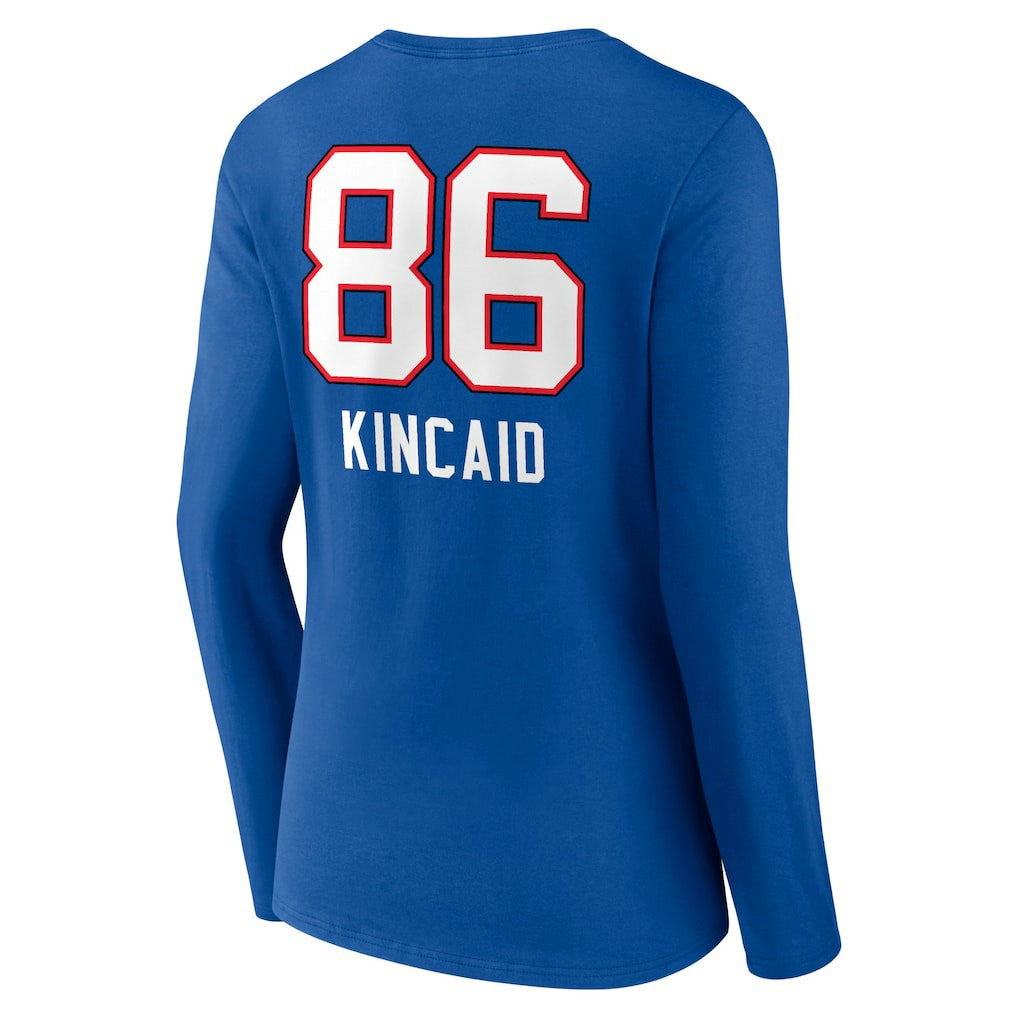 Dalton Kincaid  Women's Team Wordmark Player Name & Number Long Sleeve V-Neck T-Shirt - Buffalo Bills