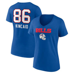 Dalton Kincaid  Women's Team Wordmark Player Name & Number V-Neck T-Shirt - Buffalo Bills
