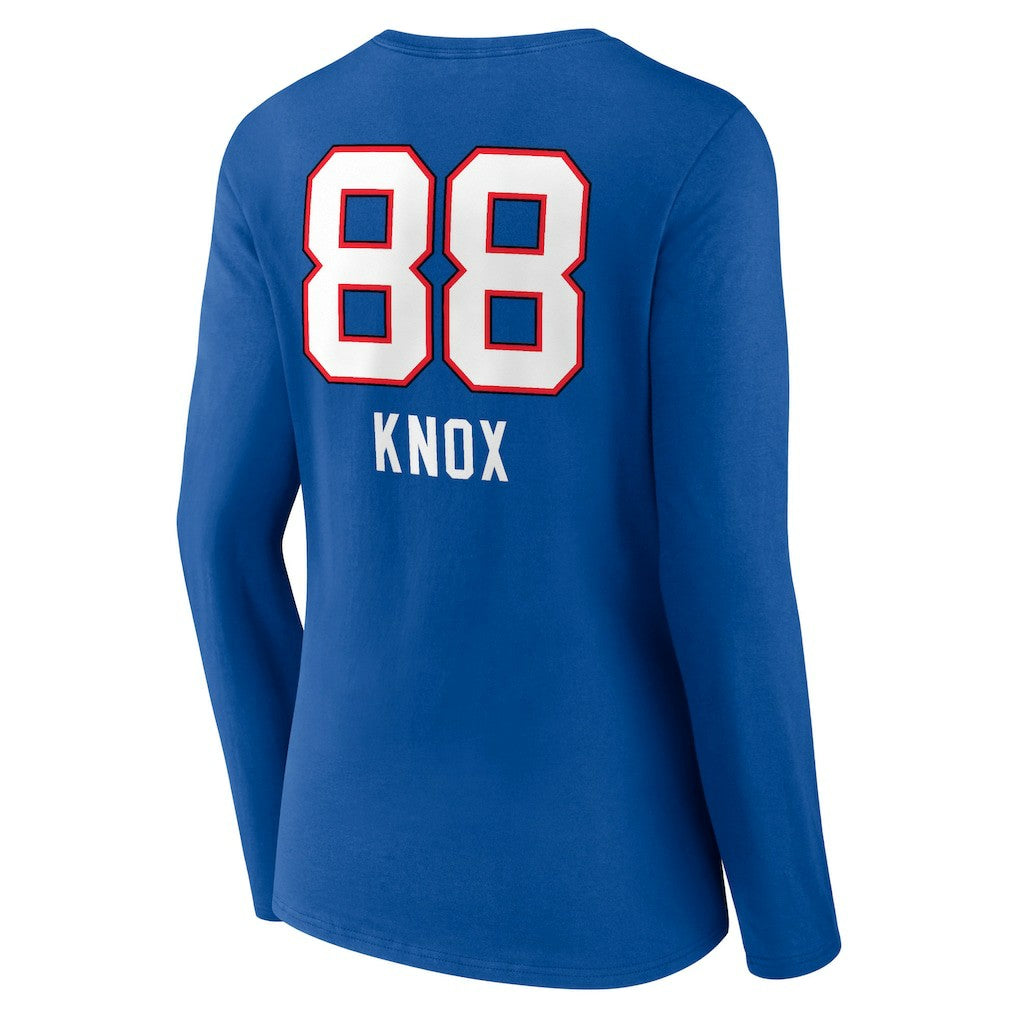 Dawson Knox  Women's Team Wordmark Player Name & Number Long Sleeve V-Neck T-Shirt - Buffalo Bills