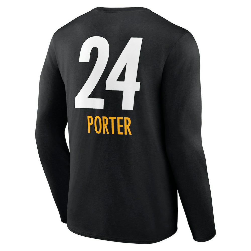 Joey Porter Jr.  Team Wordmark Player Name & Number Long Sleeve T-Shirt - Pittsburgh Steelers