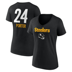 Joey Porter Jr.  Women's Team Wordmark Player Name & Number V-Neck T-Shirt - Pittsburgh Steelers