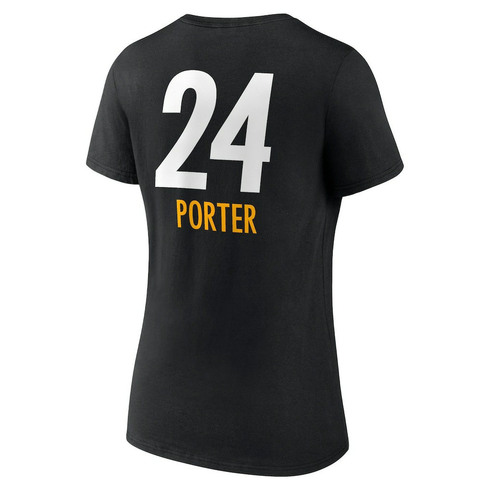Joey Porter Jr.  Women's Team Wordmark Player Name & Number V-Neck T-Shirt - Pittsburgh Steelers