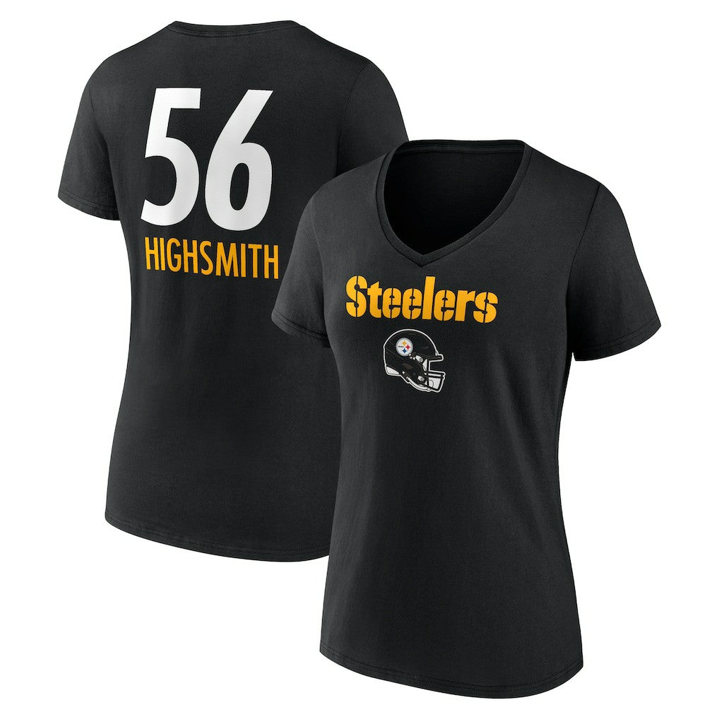 Alex Highsmith  Women's Team Wordmark Player Name & Number V-Neck T-Shirt - Pittsburgh Steelers
