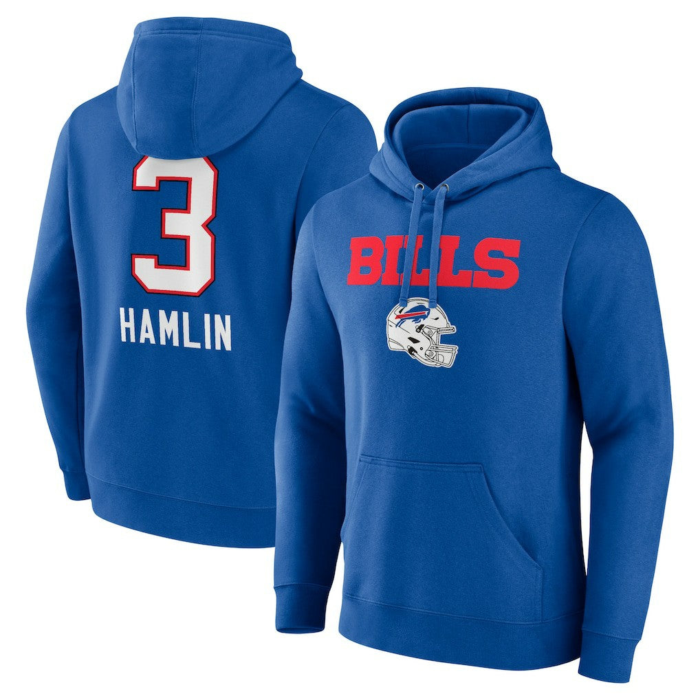 Damar Hamlin  Team Wordmark Player Name & Number Pullover Hoodie - Buffalo Bills