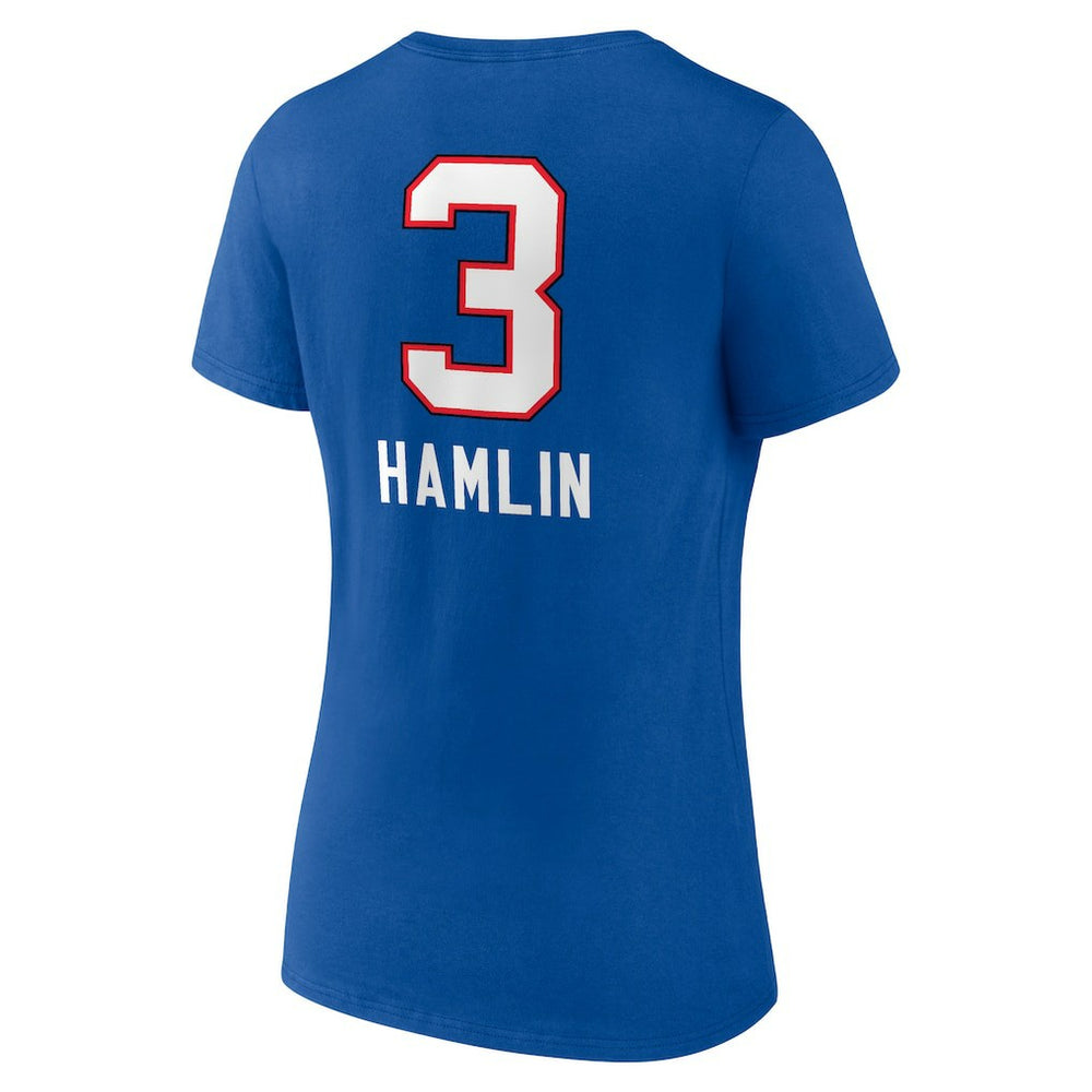 Damar Hamlin  Women's Team Wordmark Player Name & Number V-Neck T-Shirt - Buffalo Bills
