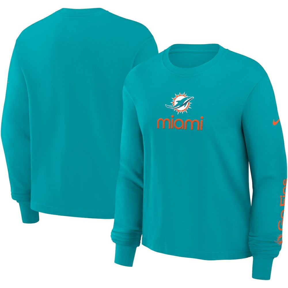 Women's Boxy Long Sleeve T-Shirt - Miami Dolphins