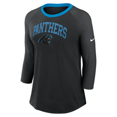 Women's 3/4 Sleeve Raglan Fashion Top - Carolina Panthers