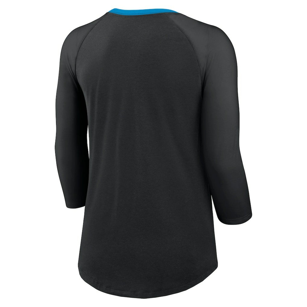 Women's 3/4 Sleeve Raglan Fashion Top - Carolina Panthers