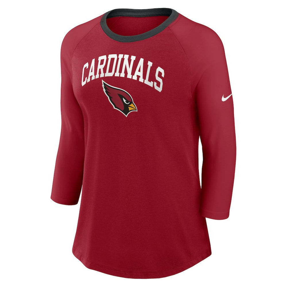 Women's 3/4 Sleeve Raglan Fashion Top - Arizona Cardinals