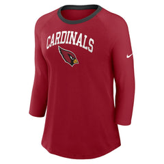 Women's 3/4 Sleeve Raglan Fashion Top - Arizona Cardinals