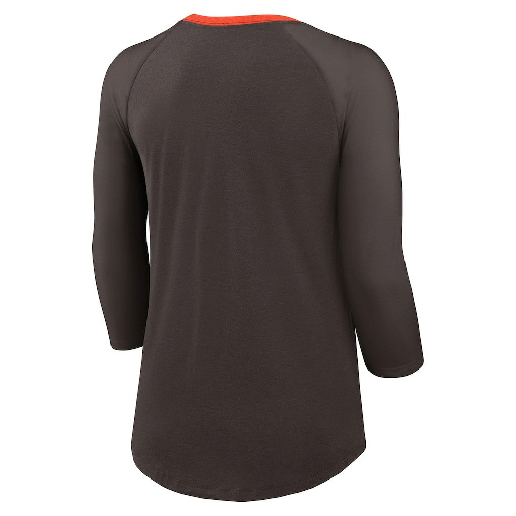 Women's 3/4 Sleeve Raglan Fashion Top - Cleveland Browns
