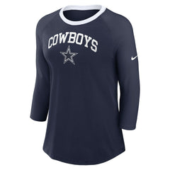 Women's 3/4 Sleeve Raglan Fashion Top - Dallas Cowboys