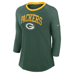 Women's 3/4 Sleeve Raglan Fashion Top - Green Bay Packers