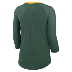 Women's 3/4 Sleeve Raglan Fashion Top - Green Bay Packers