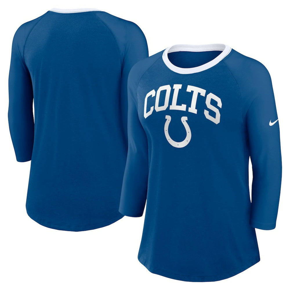 Women's 3/4 Sleeve Raglan Fashion Top - Indianapolis Colts