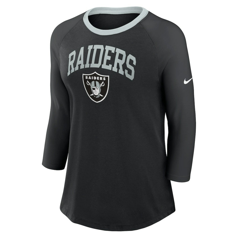 Women's 3/4 Sleeve Raglan Fashion Top - Las Vegas Raiders