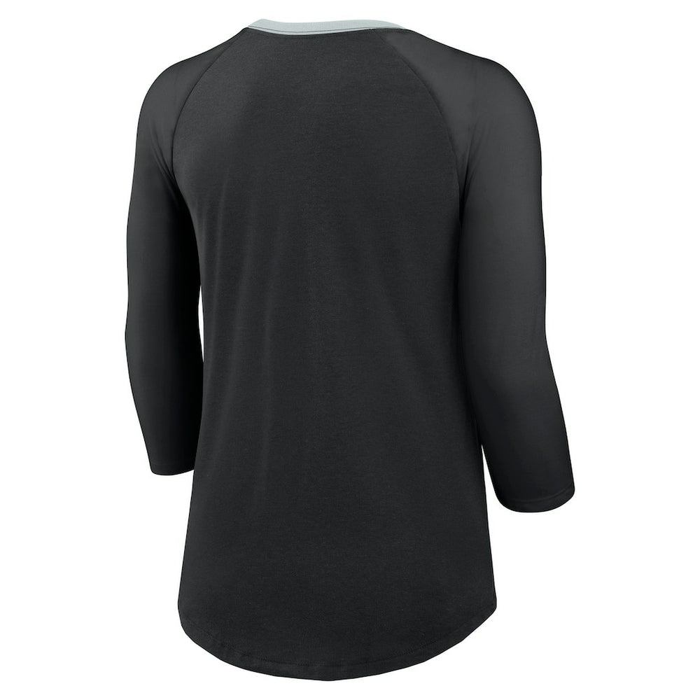 Women's 3/4 Sleeve Raglan Fashion Top - Las Vegas Raiders