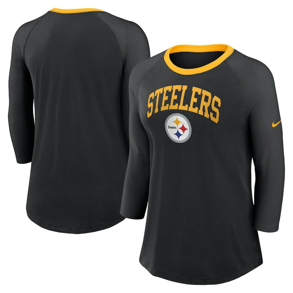 Women's 3/4 Sleeve Raglan Fashion Top - Pittsburgh Steelers