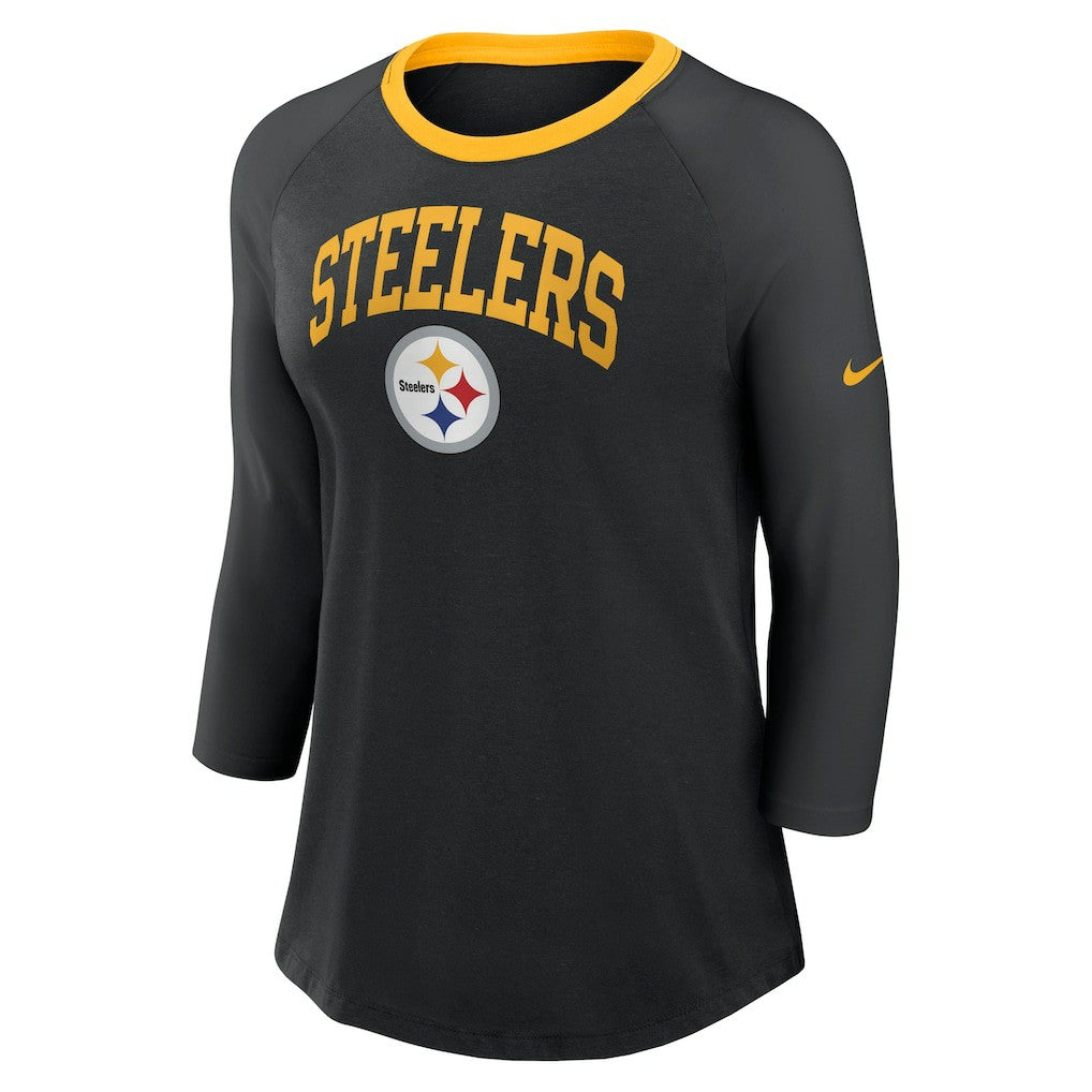 Women's 3/4 Sleeve Raglan Fashion Top - Pittsburgh Steelers