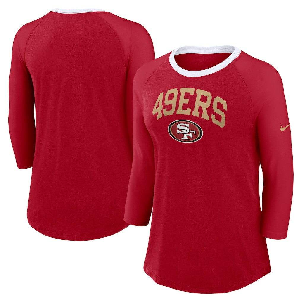 Women's 3/4 Sleeve Raglan Fashion Top - San Francisco 49ers